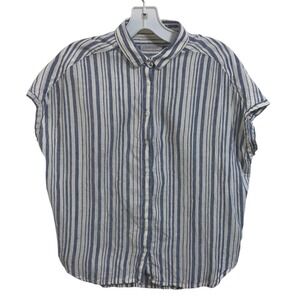 Outerknown Costa Striped Organic Cotton Linen Button Down Short Sleeve Top‎ XS
